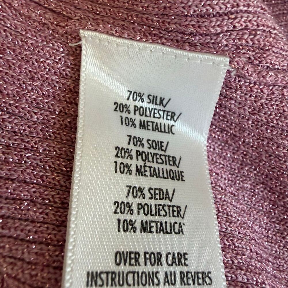 Petite Sophisticate vintage Ribbed Second Skin Cardigan pink metallic size M - Picture 7 of 7